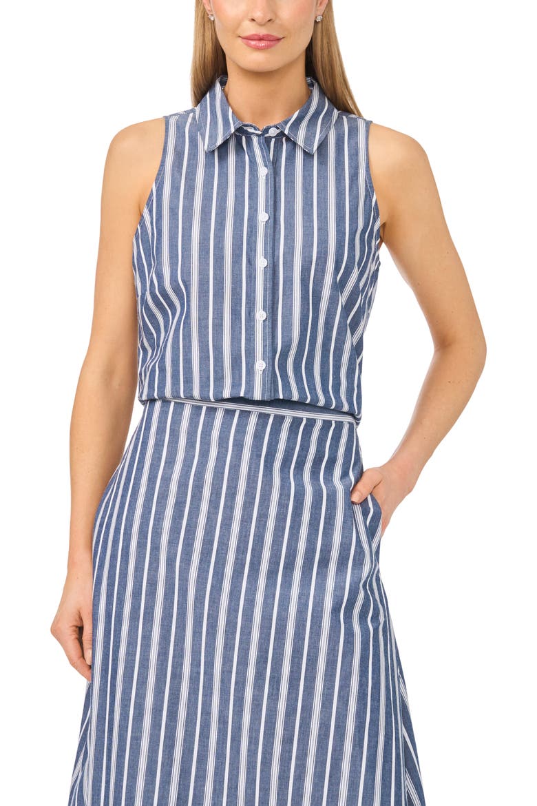 Sleeveless Button Down Shirt, Main, color, CLASSIC NAVY