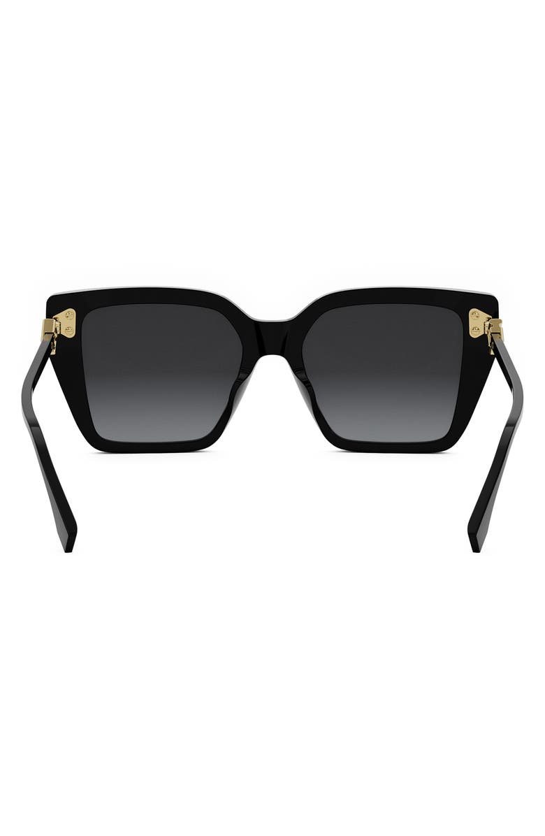 Fendi FF Diamonds 54mm Gradient Square Sunglasses, Alternate, color, Shiny Black / Gradient Smoke