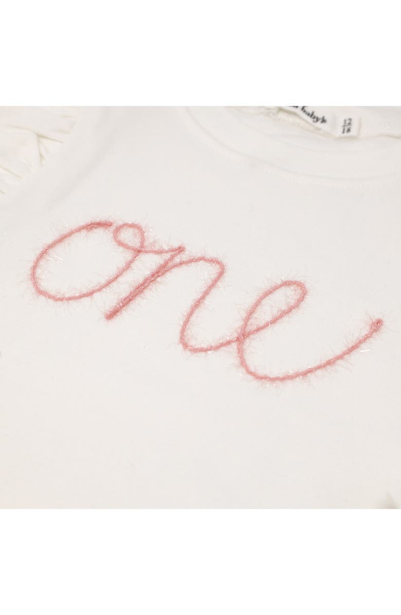 oh baby! "one" Pink Eyelash Millie Long Sleeve Tee, Alternate, color, Cream