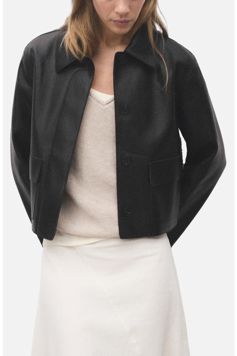 Sabina Faux Leather Jacket, Main, color, BLACK