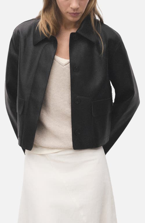 Mango Leather-effect Jacket With Pockets In Black