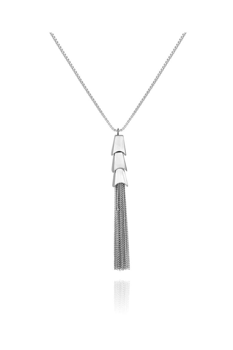 Tassel Pendant Necklace, Main, color, Silver Tone
