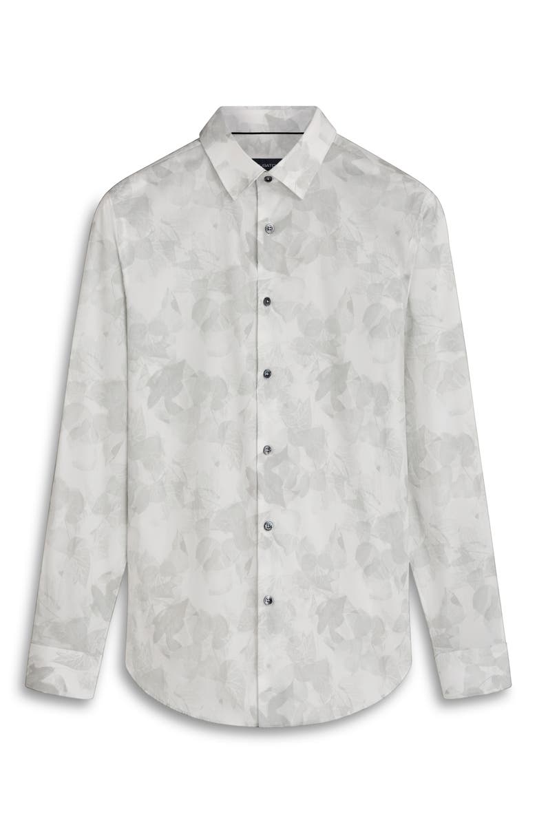 Bugatchi Julian Shaped Fit Leaf Print Stretch Cotton Button-Up Shirt, Alternate, color,
