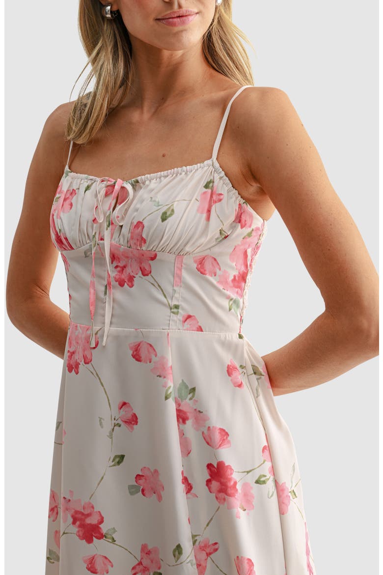 Floral Spaghetti Strap Midi Dress, Alternate, color, CREAM PINK