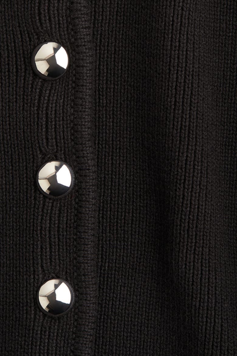 Rib-knit Cotton Cardigan, Alternate, color, Black
