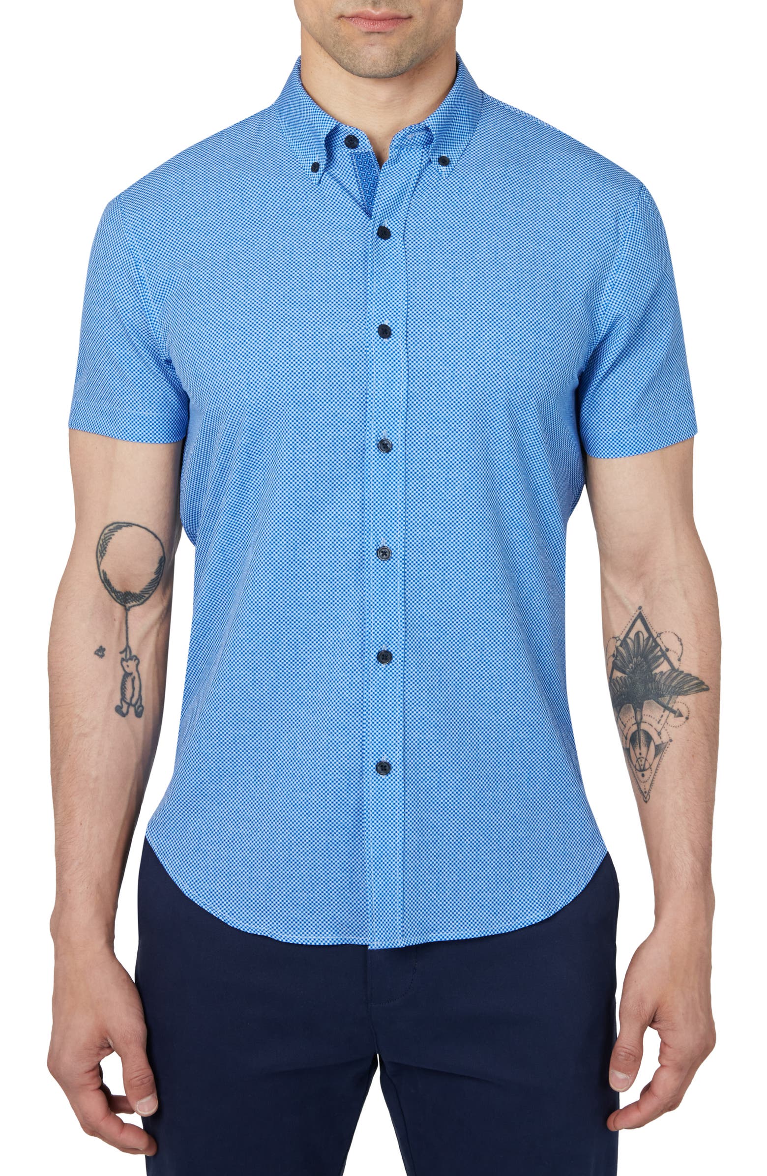 CONSTRUCT Solid Micro Print Slim Fit Performance Shirt | Nordstromrack