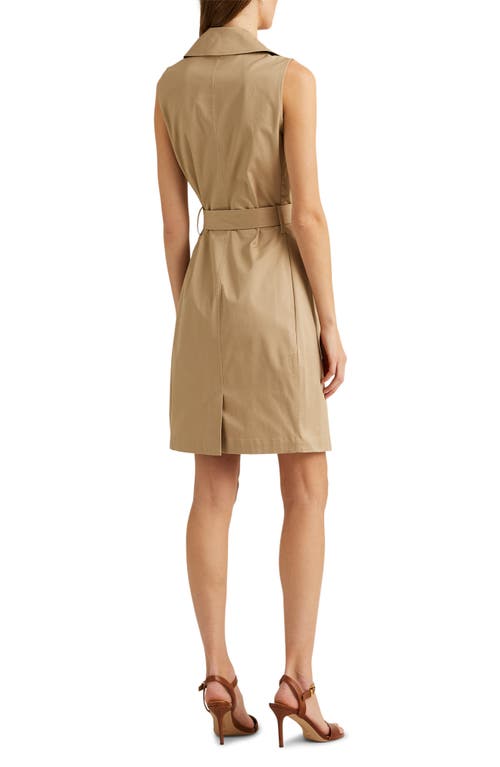 Ralph Lauren Sleeveless Stretch Cotton Twill Trench Dress In Brown