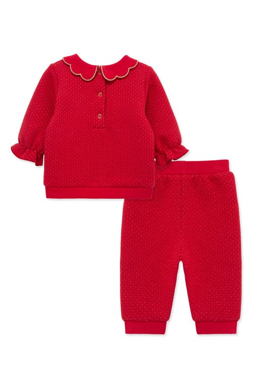 Little Me First Christmas Holiday Top & Joggers Set In Red