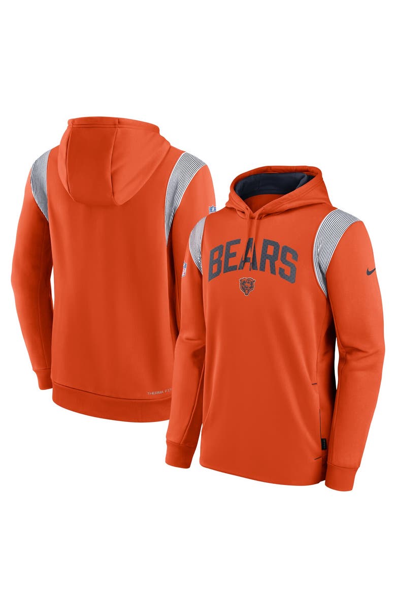 Nike Men's Nike Orange Chicago Bears Sideline Athletic Stack Performance Pullover Hoodie, Main, color,