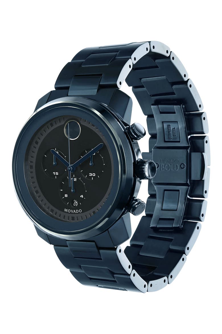 'Bold' Chronograph Bracelet Watch, 44mm, Alternate, color, BLUE