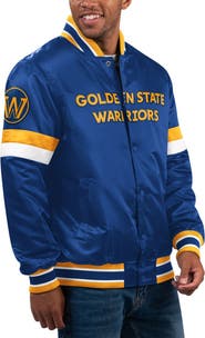 STARTER Men's Starter Royal Golden State Warriors Home Game Satin Full-Snap Varsity Jacket
