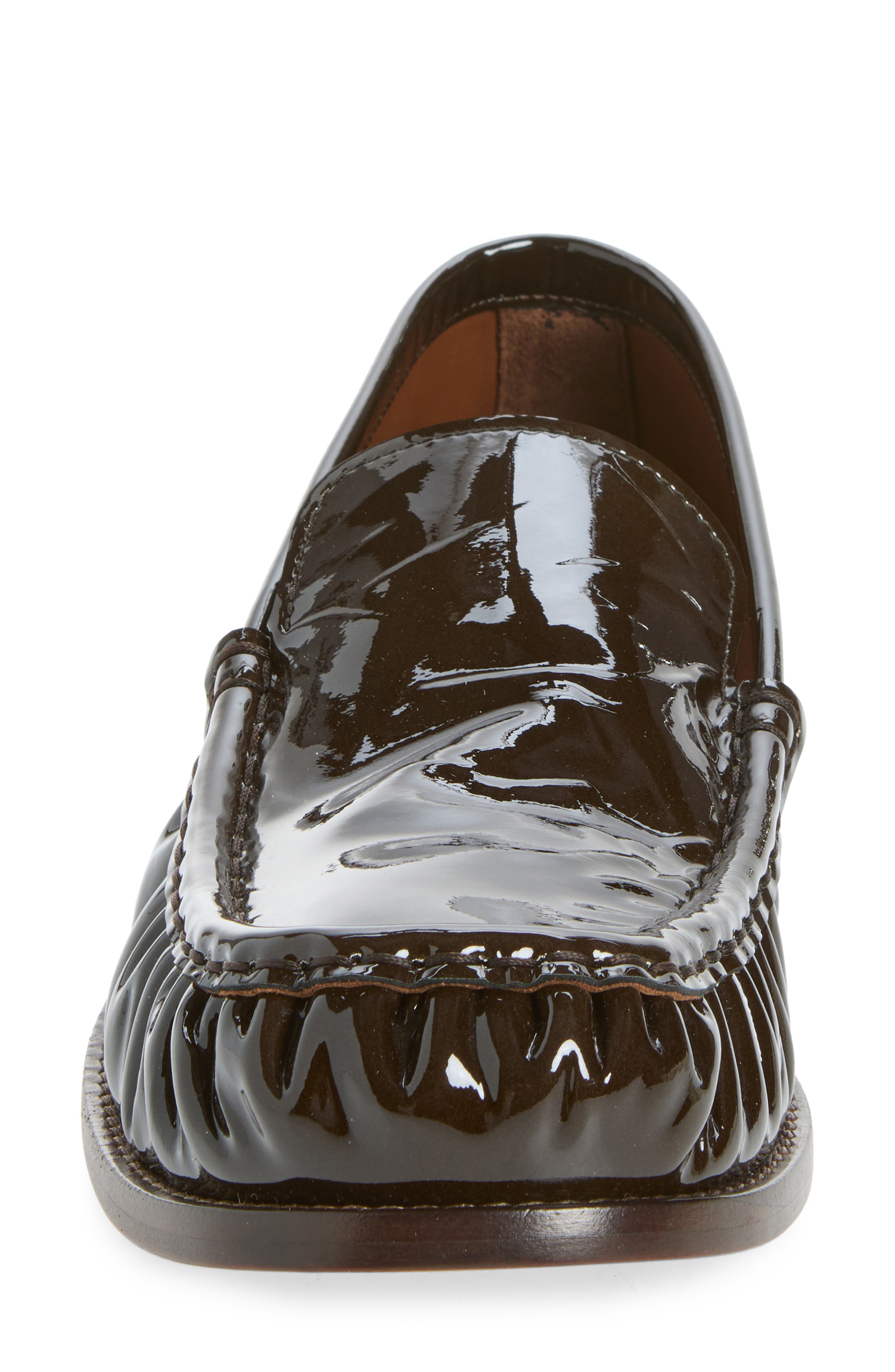 Crinkled Patent Leather Loafer, Alternate, color, 607 OLIVE