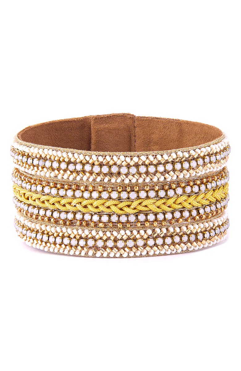 Deepa Gurnani Manny Beaded Bracelet, Main, color, Gold