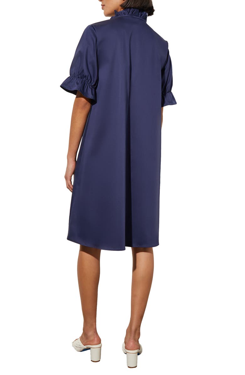 Ming Wang Ruffle Trim Cotton Poplin Shift Dress, Alternate, color, 