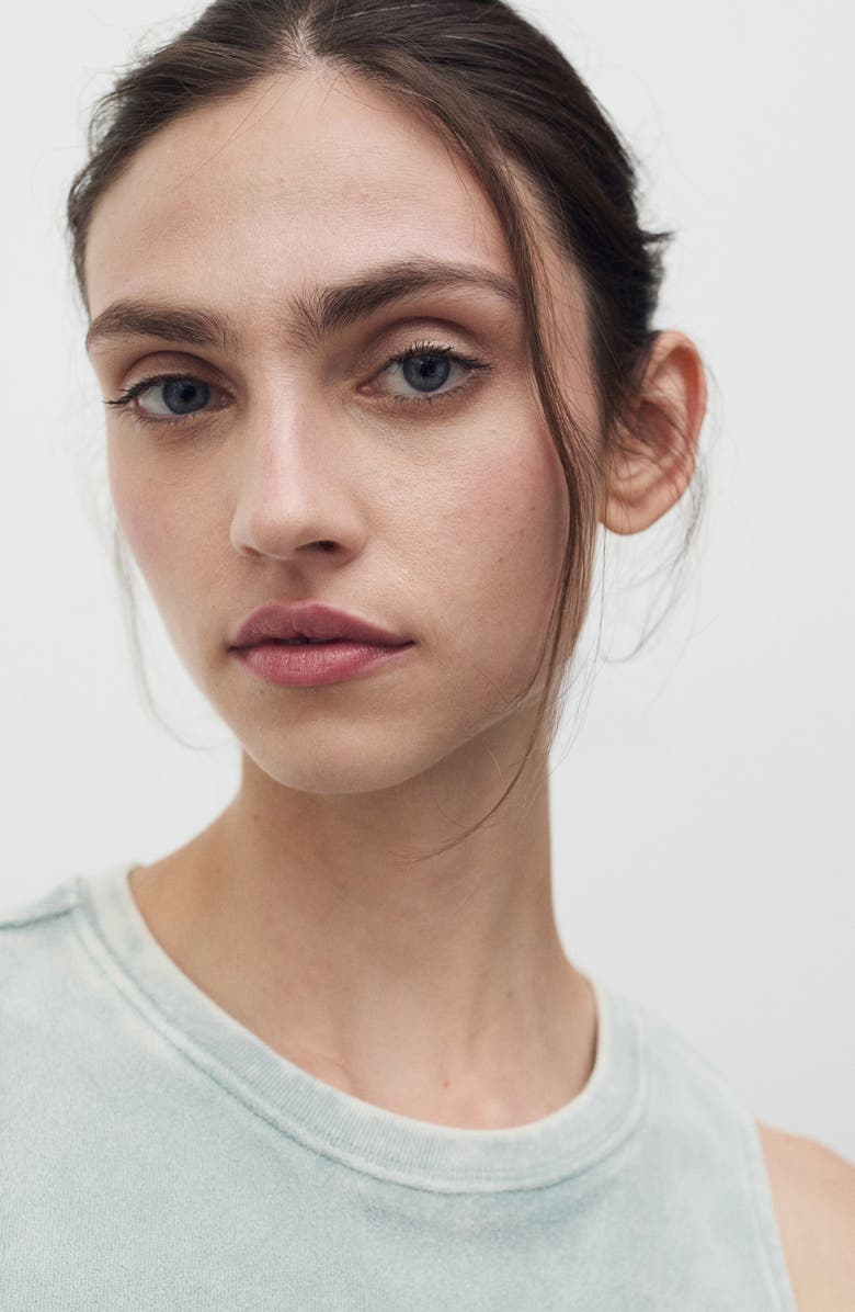 MANGO Overdyed Cotton Blend Terry Nightgown, Alternate, color, Mint Green