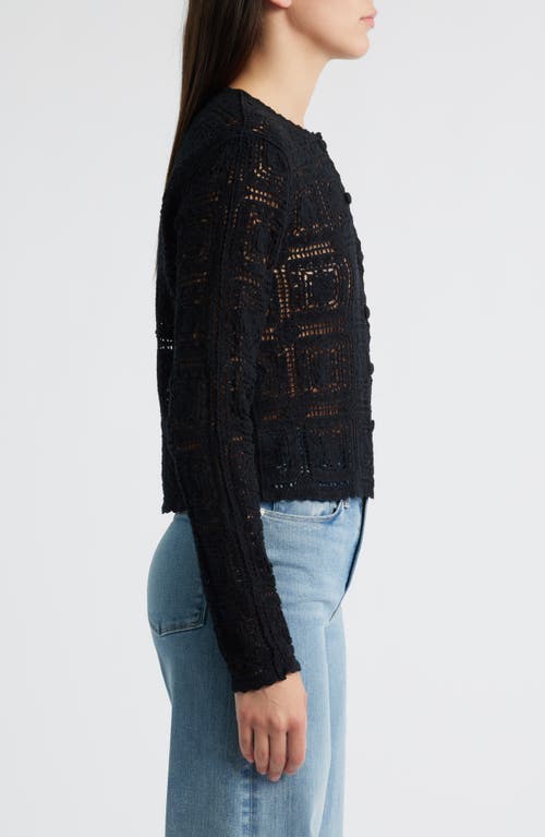 Frame Cotton Crochet Cardigan In Black