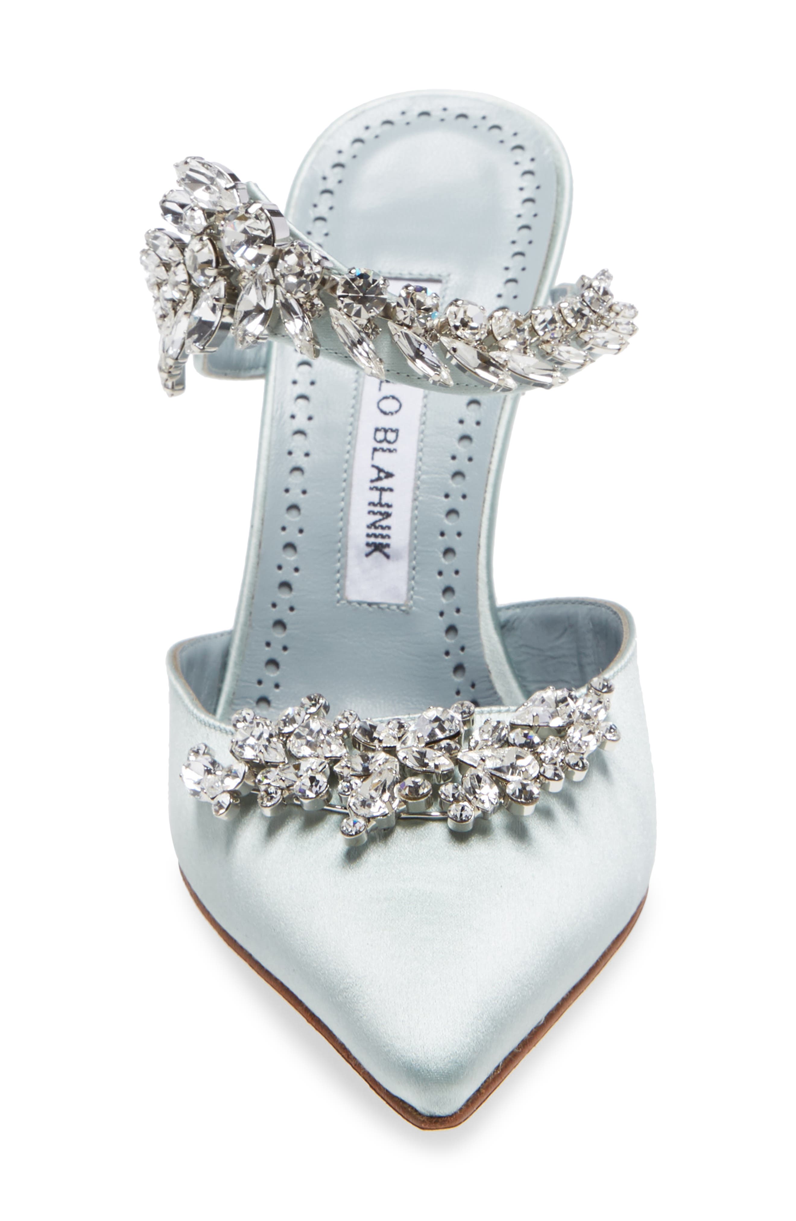 Manolo Blahnik Lurum Crystal Leaf Pointed Toe Mule, Alternate, color, 