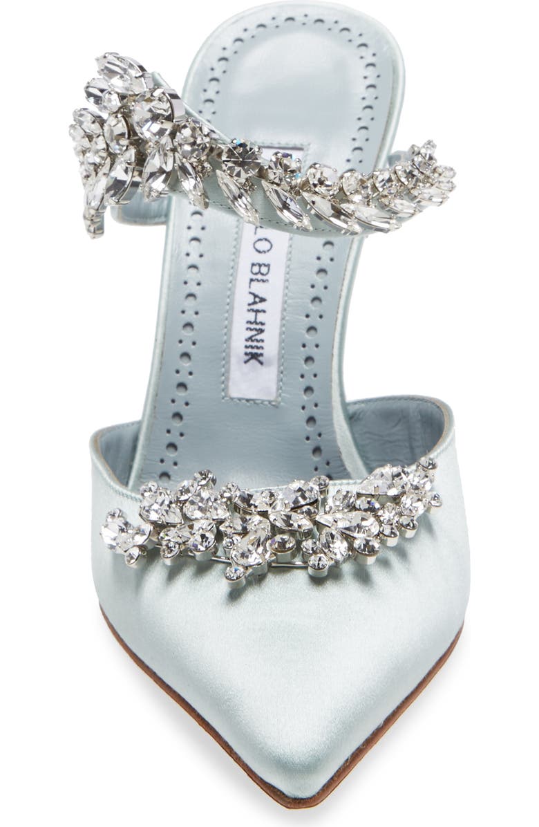Manolo Blahnik Lurum Crystal Leaf Pointed Toe Mule, Alternate, color,
