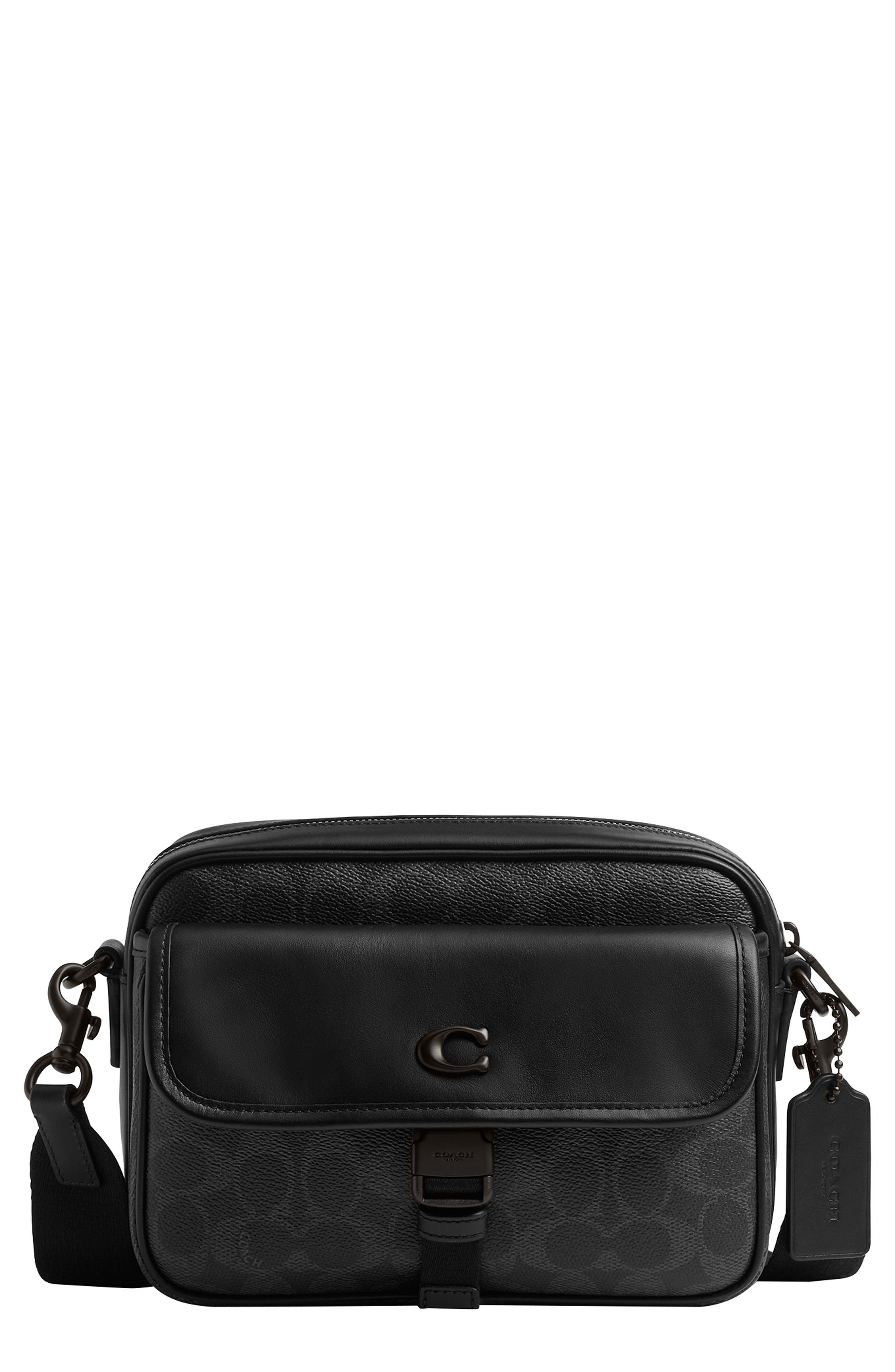 COACH Knox Signature Canvas & Leather Camera Bag, Main, color, Black Signature