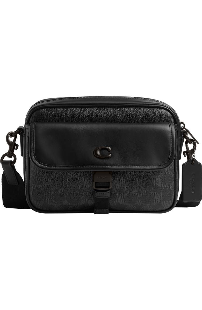 COACH Knox Signature Canvas & Leather Camera Bag, Main, color, Black Signature