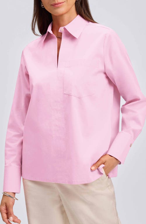 Shop Foxcroft Bella Solid Popover Top In Bubblegum