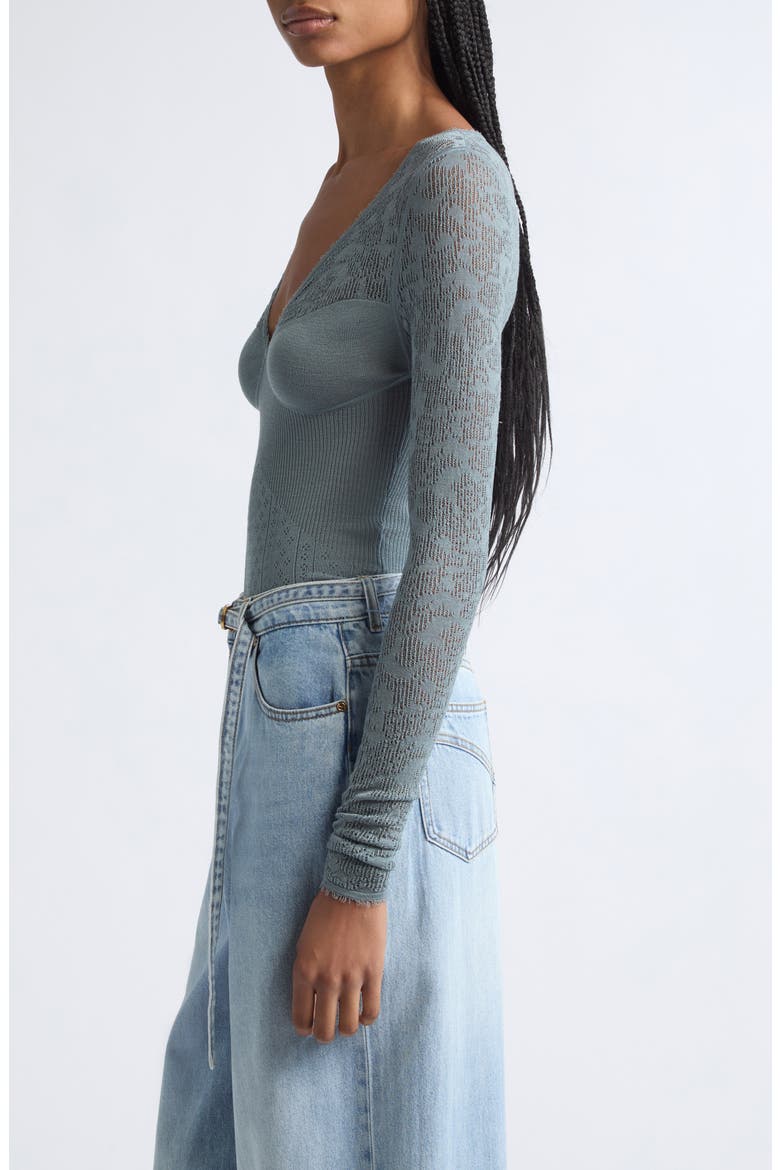 Wool Blend Pointelle Lace Sweater, Alternate, color, AIRFORCE