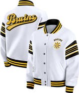 WEAR by Erin Andrews Women's WEAR by Erin Andrews White/Gold Boston Bruins Full-Snap Fleece Sweatshirt Jacket