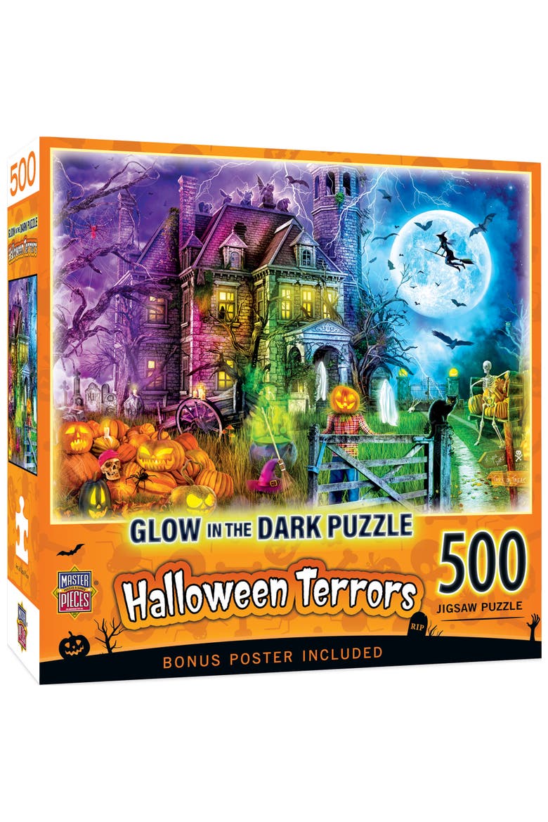 Halloween Terrors 500 Piece Glow Puzzle, Main, color, Multicolor