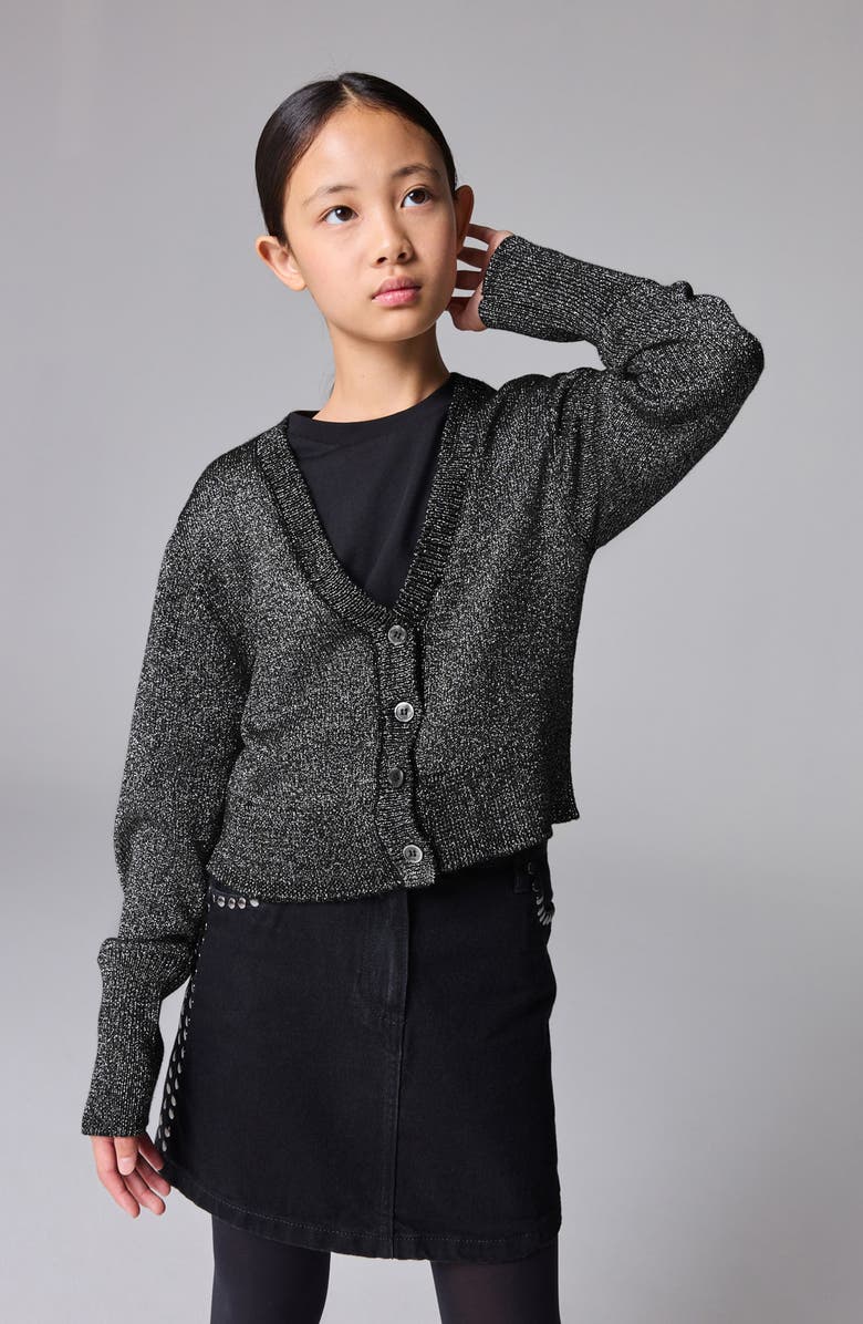 smALLSAINTS by ALLSAINTS Kids' Metallic Cardigan, Main, color, Silver