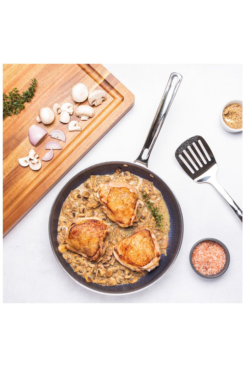 2-Piece Hybrid Ceramic Frying Pan Set, Alternate, color, STAINLESS STEEL/ BLUE