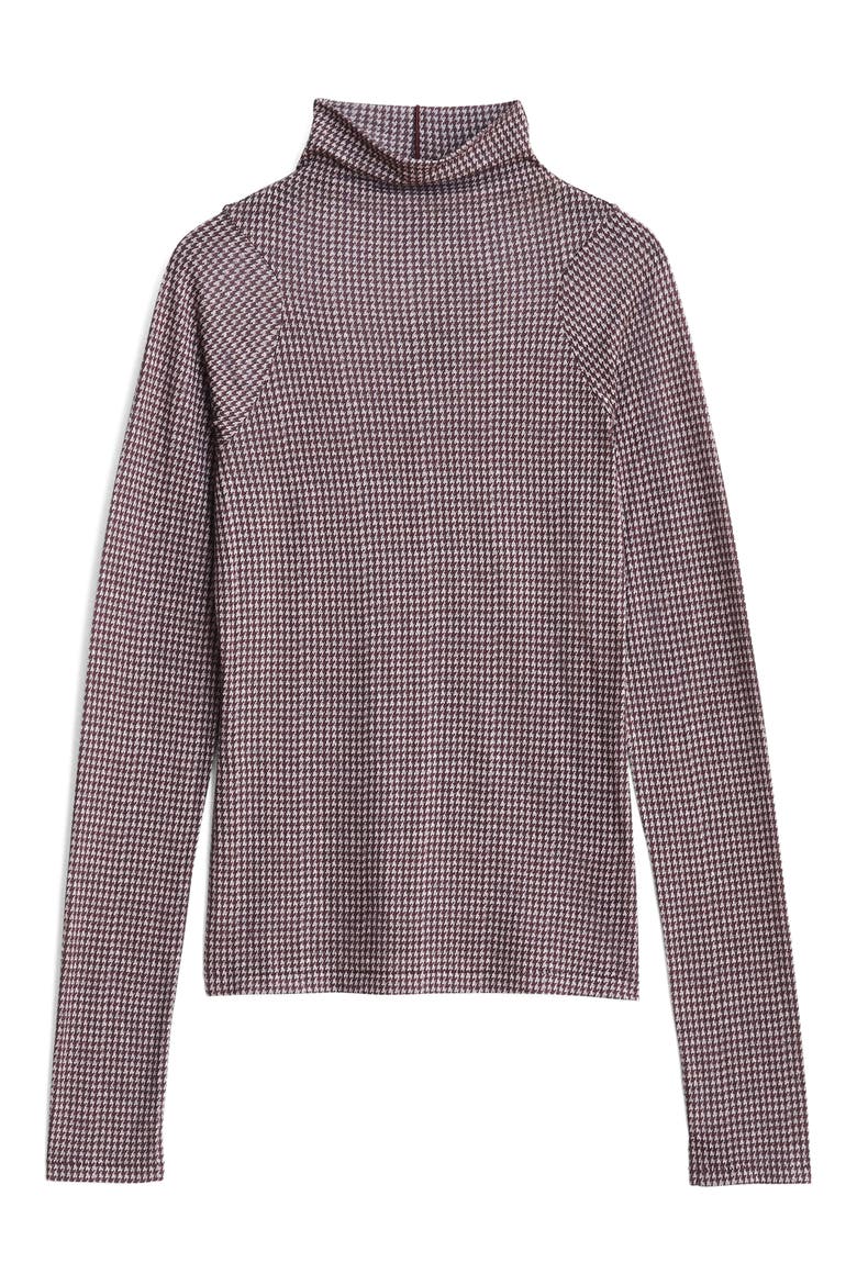 Shaw Geo Print Paneled Funnel Neck Top, Alternate, color, PINK PLAID