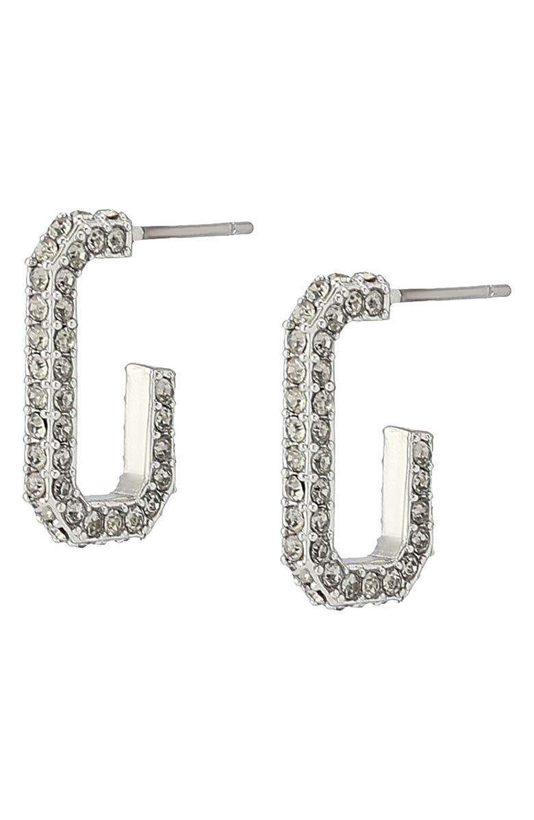 AllSaints Lori Pavé Huggie Hoop Earrings, Alternate, color, Rhodium