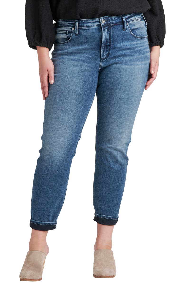 Silver Jeans Co. Beau Cuff Girlfriend Fit Jeans, Main, color,