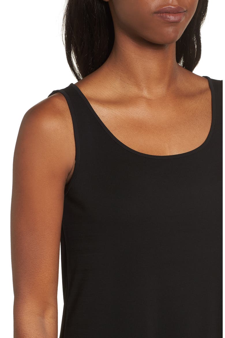Scoop Neck Silk Tunic, Alternate, color, BLACK