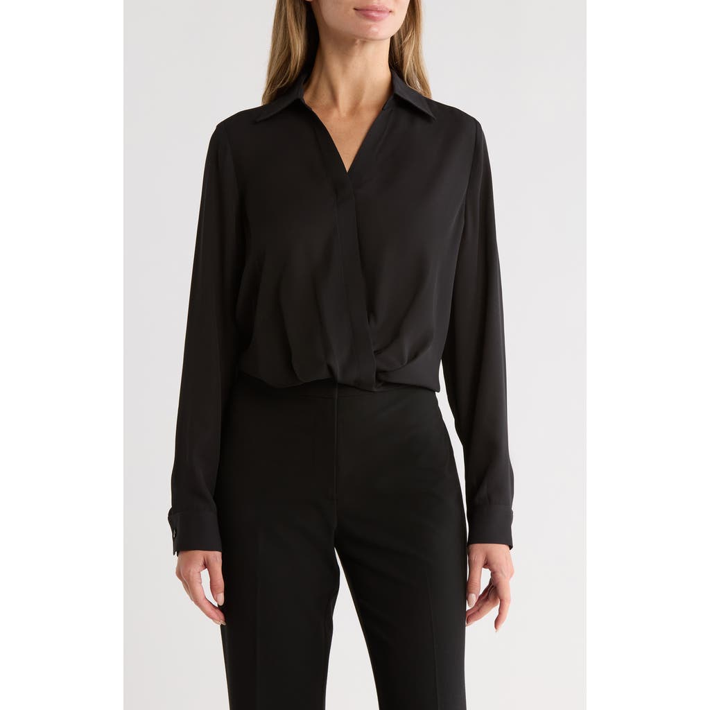Gemma + Jane Crossover Long Sleeve High-low Top In Black