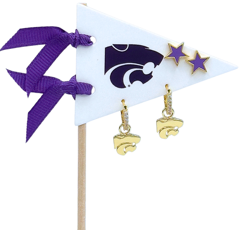 Kansas State University Pennant Pair Earring Set