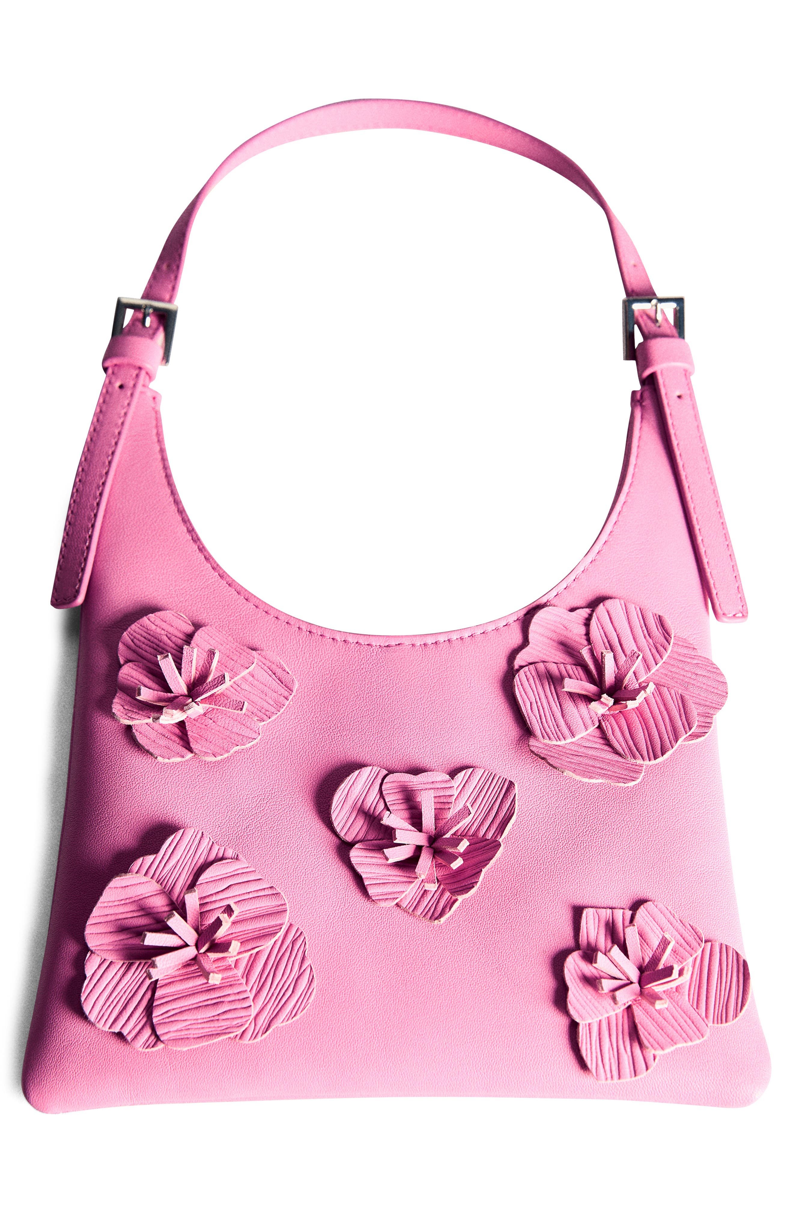 MANGO Floral Leather Shoulder Bag, Alternate, color, 
