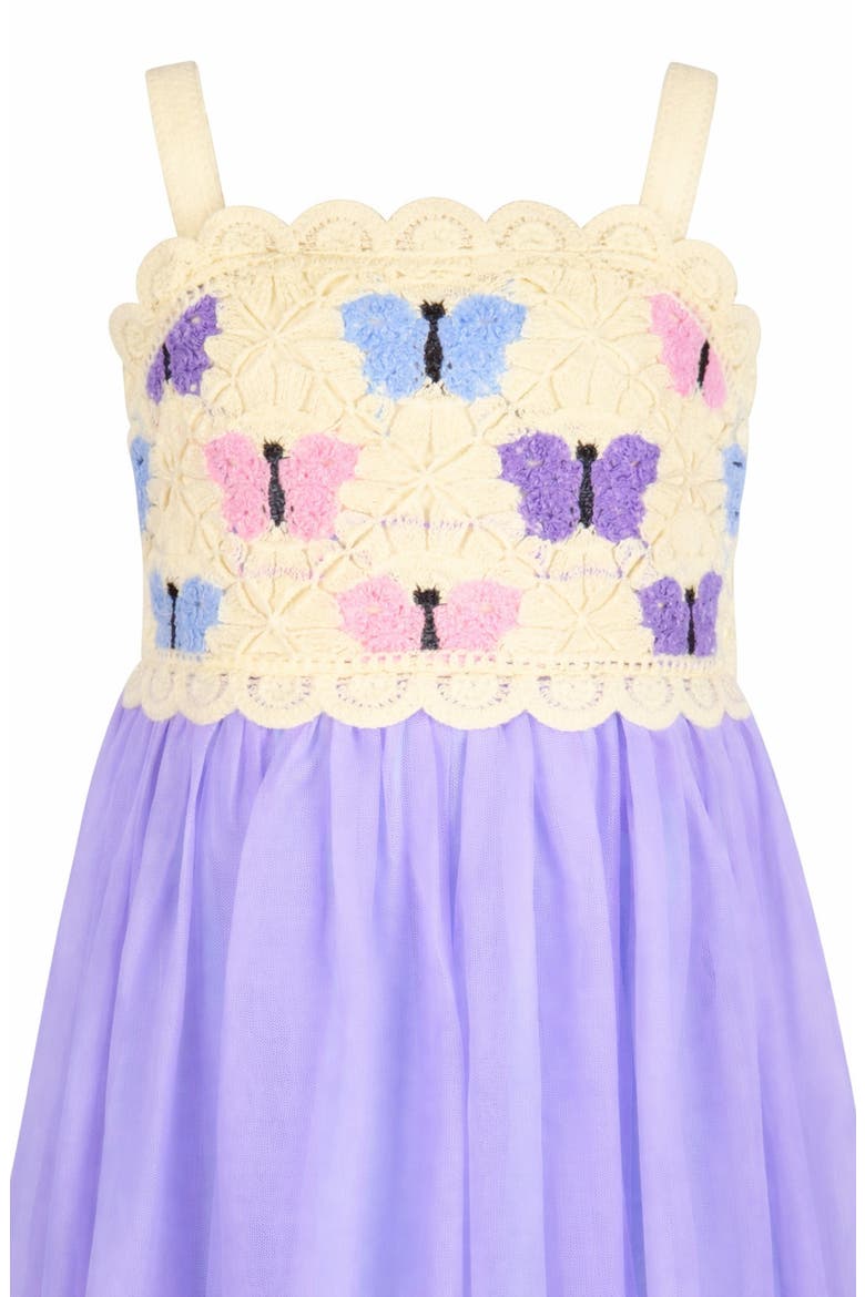 Kids' Butterfly Crochet Dress, Alternate, color, IVORY/ LILAC