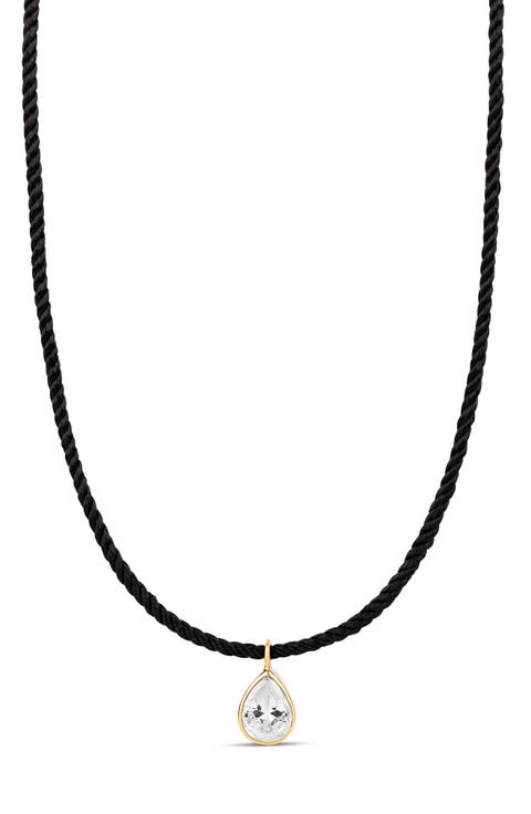 Cubic Zirconia Teardrop Pendant Necklace