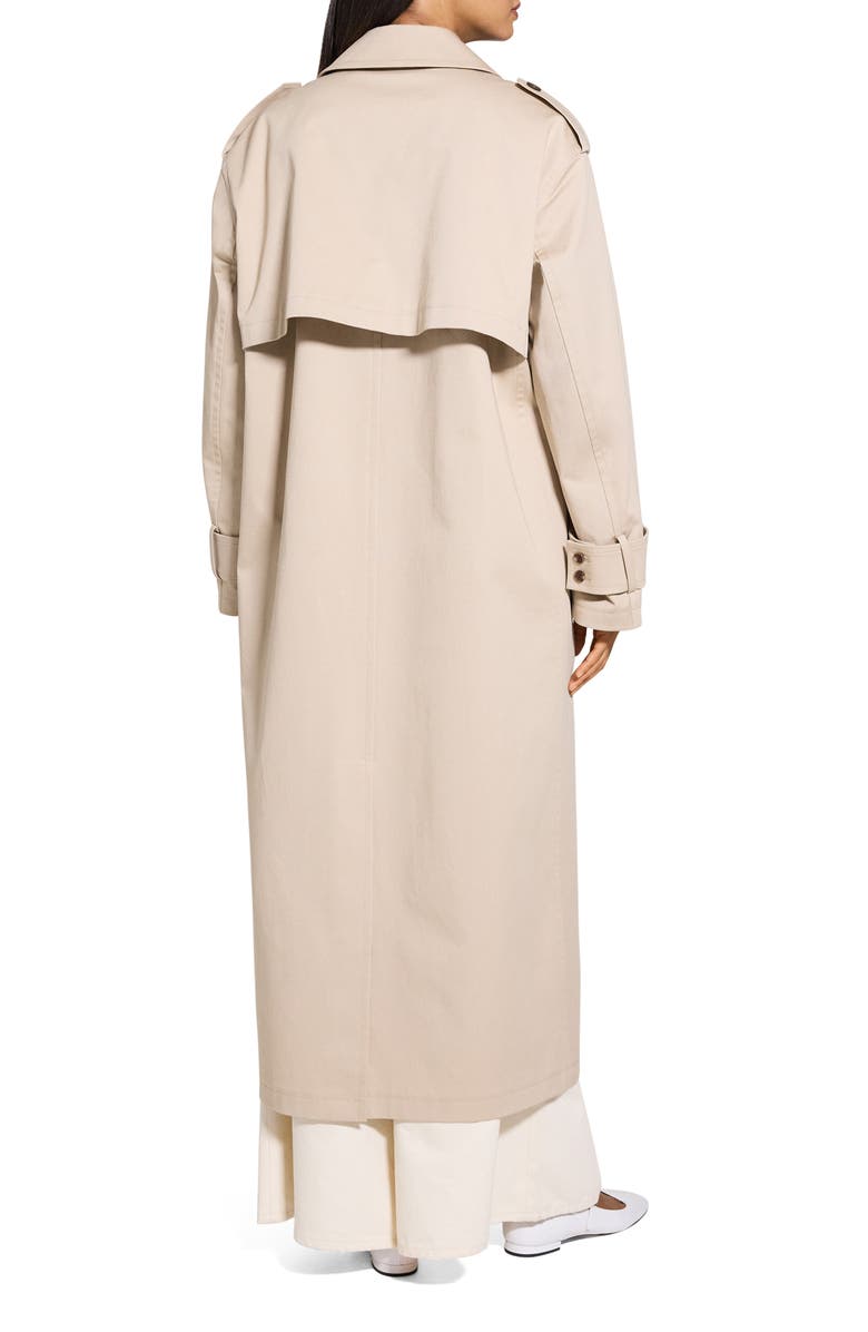Theory Oversize Stretch Cotton Trench Coat, Alternate, color, Soft Taupe