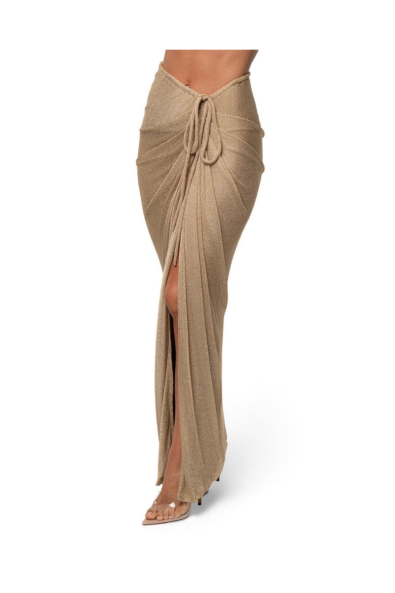 Noelia Metallic Slit Skirt, Main, color, Gold