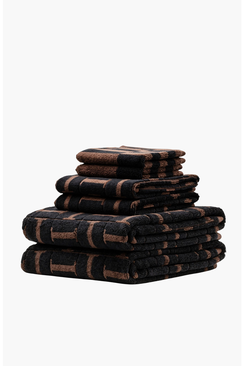 Tessera Australian Cotton Towels Family Set, Alternate, color, Tobacco & Black