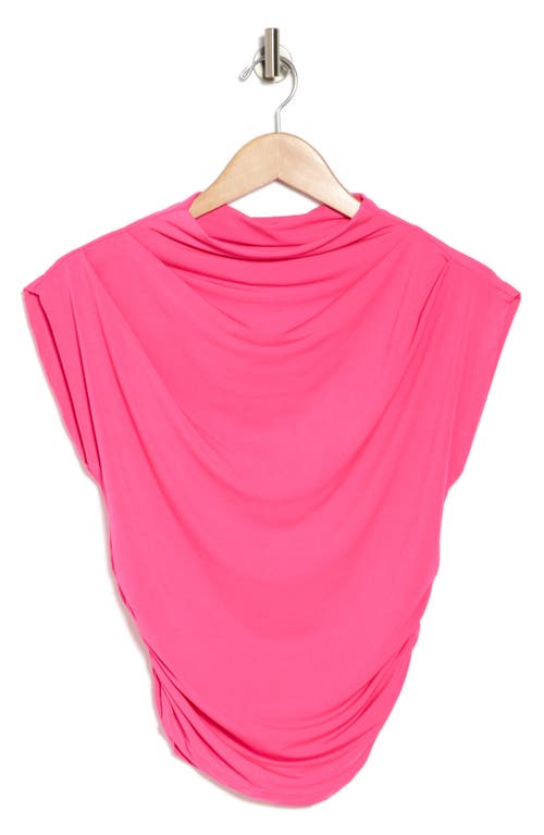 Renee C Cap Sleeve Ruched Crop Top In Fuchsia