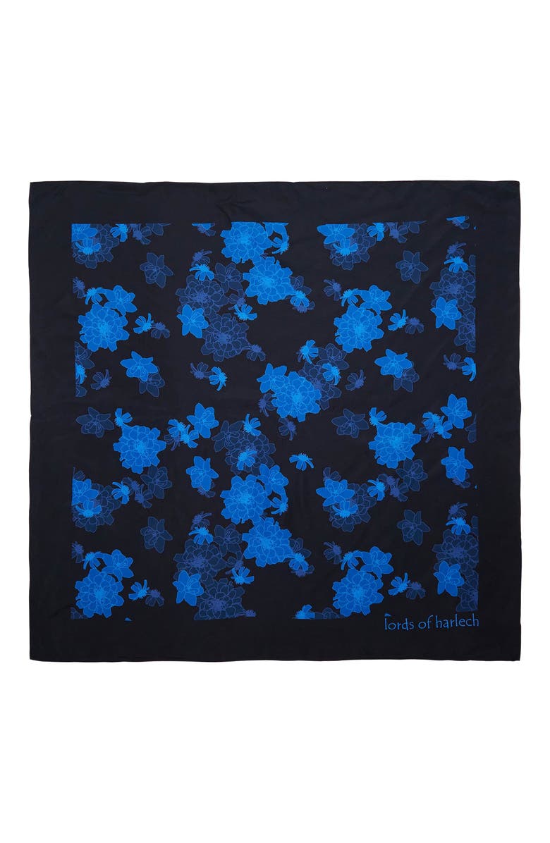 Lords of Harlech Sofia Silk Scarf, Main, color, Softbloom Navy