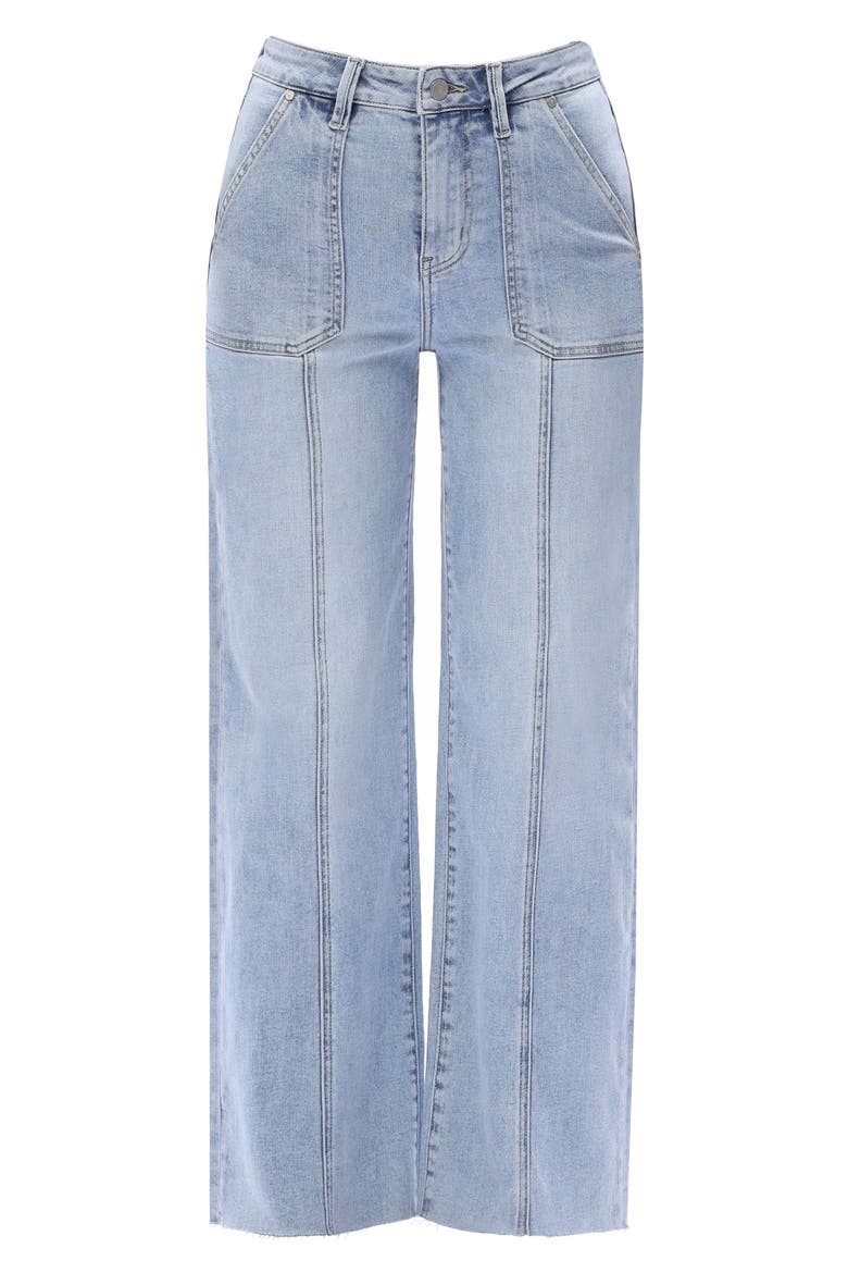 Jess Seamed High Waist Raw Hem Ankle Straight Leg Jeans, Alternate, color, LIGHT BLUE