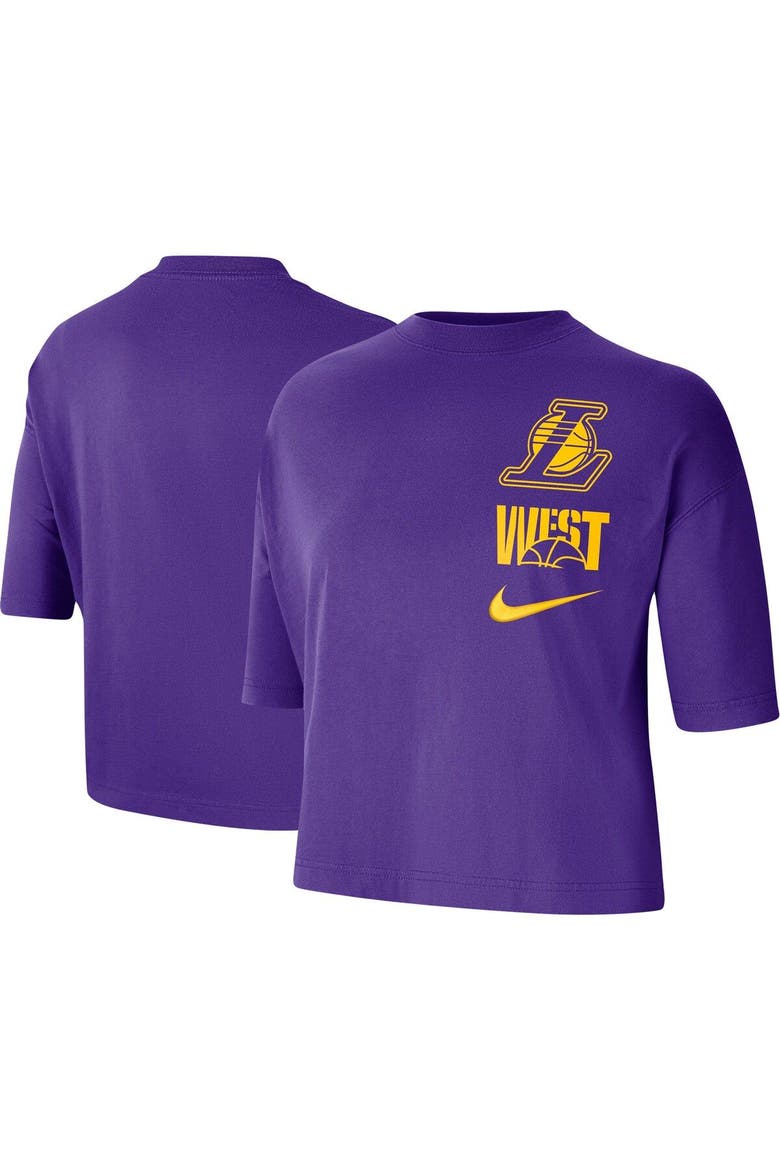 Women's Nike Purple Los Angeles Lakers Essential Boxy T-Shirt, Main, color, Purple