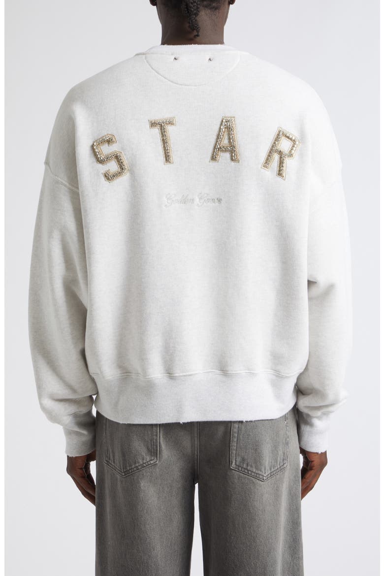Gender Inclusive Star Oversize Distressed Crewneck Sweatshirt, Alternate, color, VINTAGE GRAY MELANGE