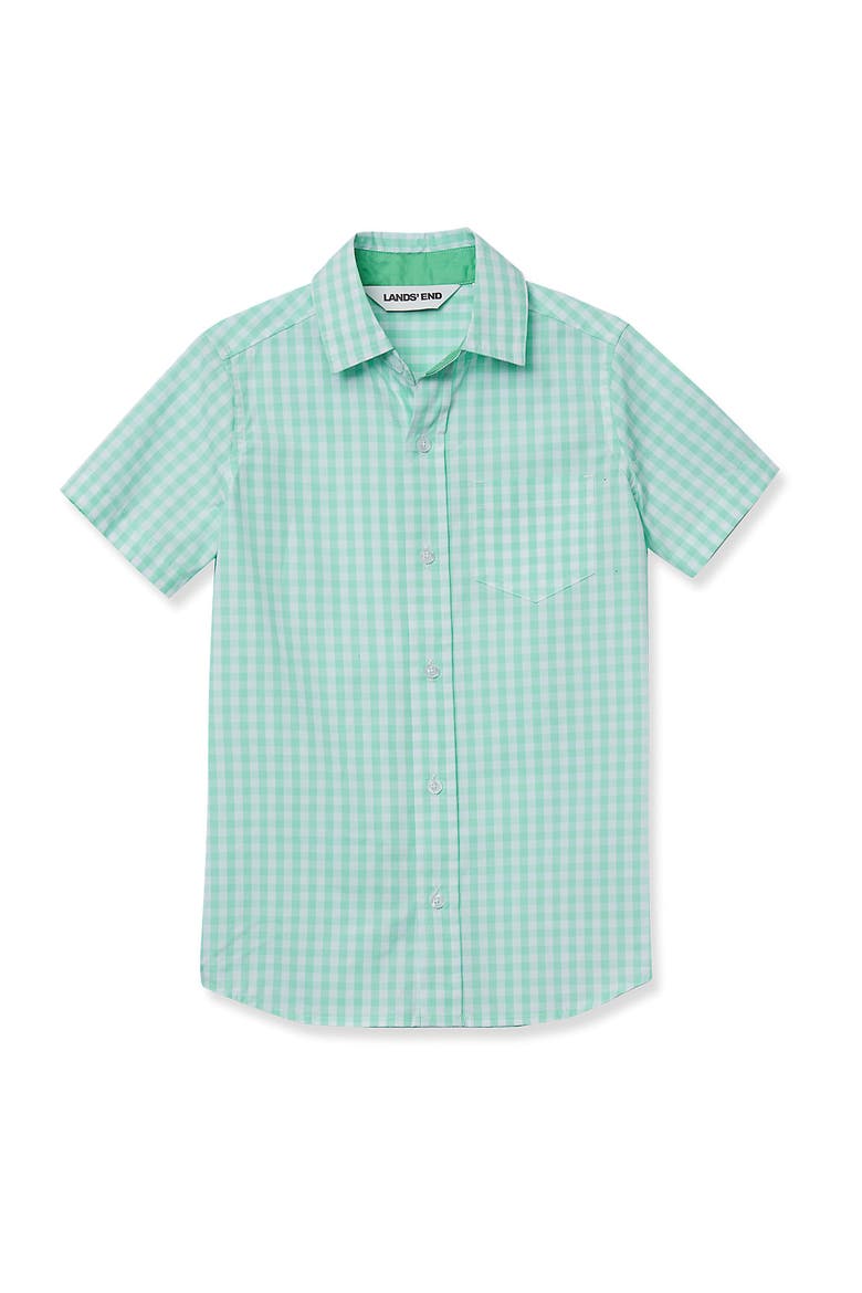 Kids Short Sleeve Poplin Camp Shirt, Alternate, color, Mint Gingham