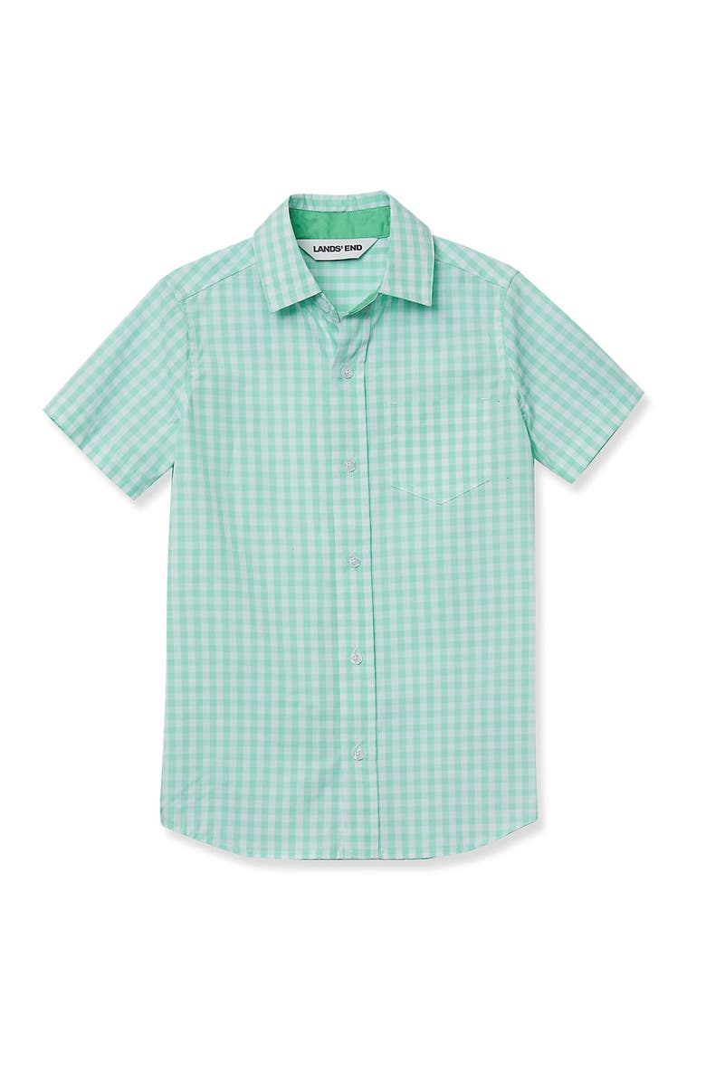 Lands' End Kids Short Sleeve Poplin Camp Shirt, Main, color, Mint Gingham