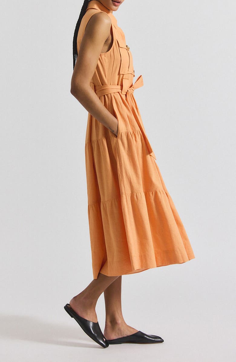 Derek Lam 10 Crosby Florence Sleeveless Shirtdress, Alternate, color, Papaya